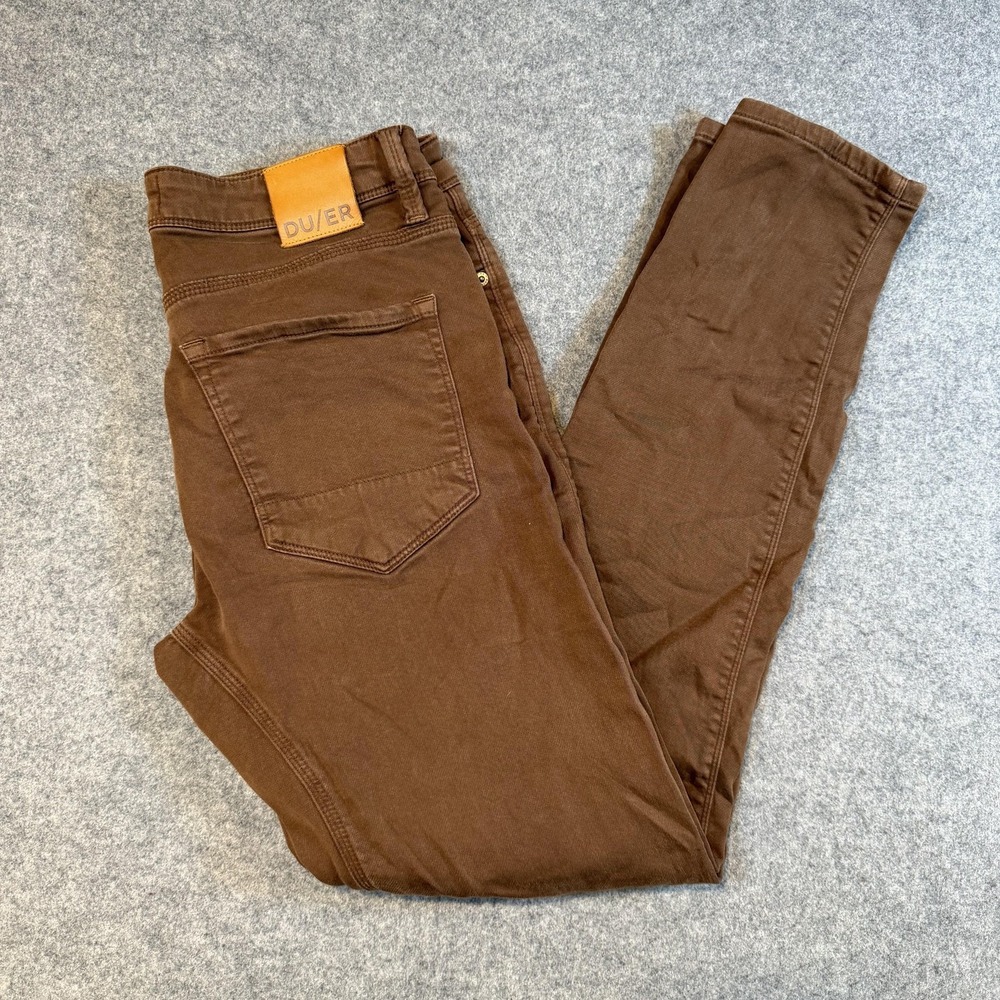 DU/ER N2X Slim Fit Pants Mens 32x32 Brown Stretch Chino 5 Pocket Casual